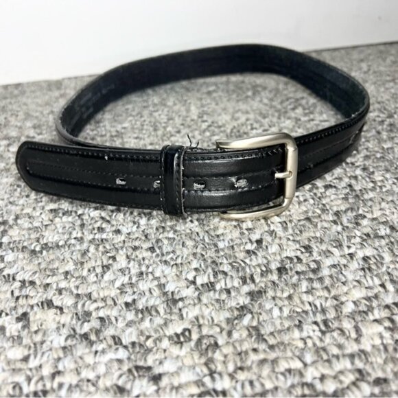 Black Italian leather belt square buckle 36-38 main image 5